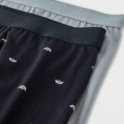 Men's Paper Boat Print Boxer Briefs 2pk - Goodfellow & Co Black XL