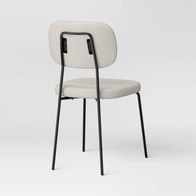 Set of 2 Upholstered with Metal Base Dining Chair Chairs Cream Boucle - Room Essentials (LOCAL PICKUP ONLY)
