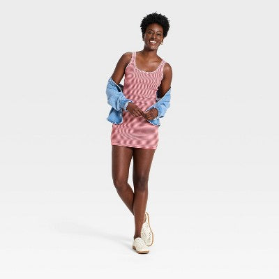 Women's Knit Mini Bodycon Dress - Universal Thread Red Striped XS