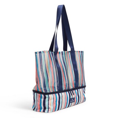 Vera Bradley Women's Outlet Mesh Dual Compartment Tote Bag Cabana Stripe