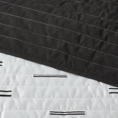 King Satin Quilt White/Black - Room Essentials: Midweight Sateen Coverlet, OEKO-TEX Certified, Machine Washable