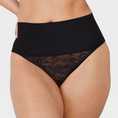 Maidenform Self Expressions Women's Tame Your Tummy Thong SE0049 - Black L