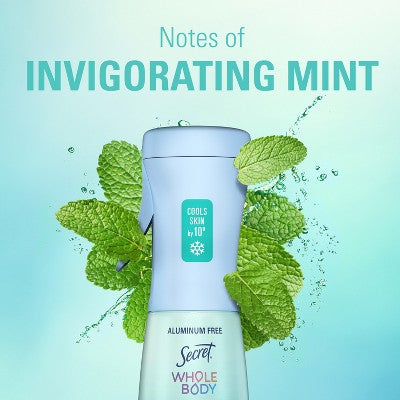 Secret Whole Body Cooling Aluminum-Free Deodorant Mist - Invigorating Mint - 5.2 oz: Whole Body, Normal Skin