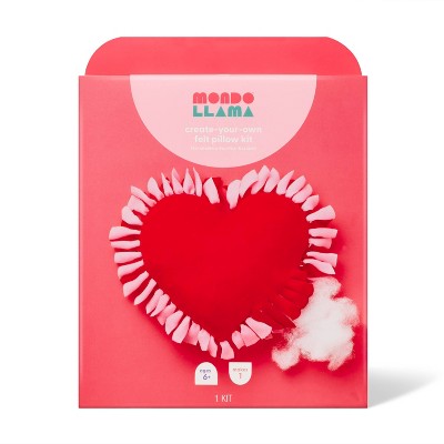 Valentine's Craft Make - Your - Own Heart Shaped Fleece Pillow Kit - Mondo Llama