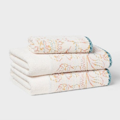 1pc Boho Border Floral Hand Towel - Threshold