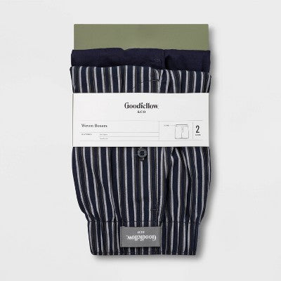 Men's Striped Woven 2pk Boxer - Goodfellow & Co Navy XL