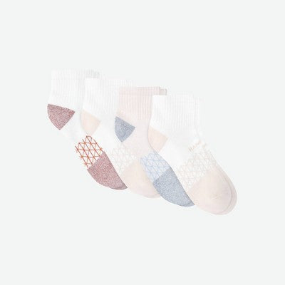 Hanes Men's 4pk Ankle Socks Pack, Absolute Comfort Cushioned Quarter Socks, Moisture-Wicking, Beige/White 6-12