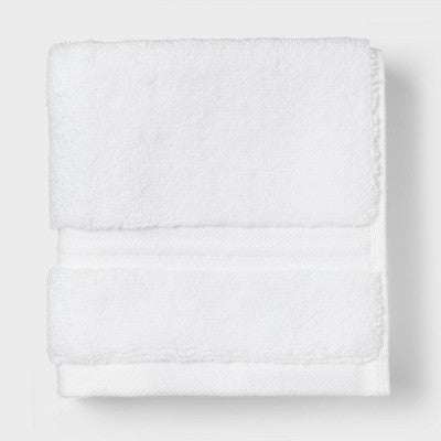 4pk Spa Plush Washcloth Set White - Threshold