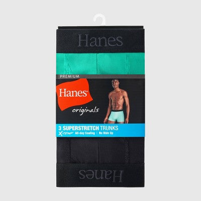 Hanes Men's Super Stretch Trunks 3pk - Green/Gray/Black S