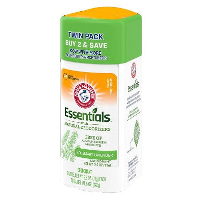 Arm & Hammer Essentials Solid Deodorant Fresh Wide Stick Twin Pack - 2.5oz/2ct