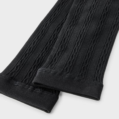 Girls' Fleece Footless Tights - Cat & Jack Black L