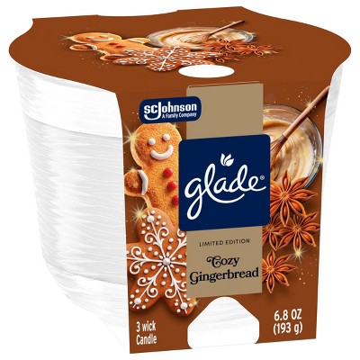 Glade 3 Wick Fall Jar Candles Cozy Gingerbread - 6.8oz