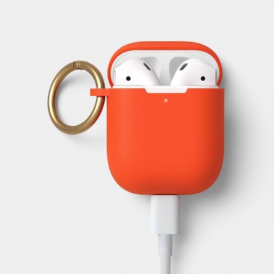 AirPods (1/2 Generation) Silicone Case with Clip - heyday Poppy Orange