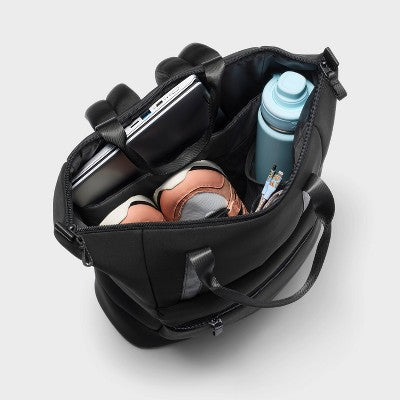 Faux Neoprene Tote Backpack - All in Motion Black: Water-Resistant Softside Knit