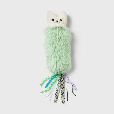 Fluffy Cat with Ribbons Cat Toy - Coral - Boots & Barkley