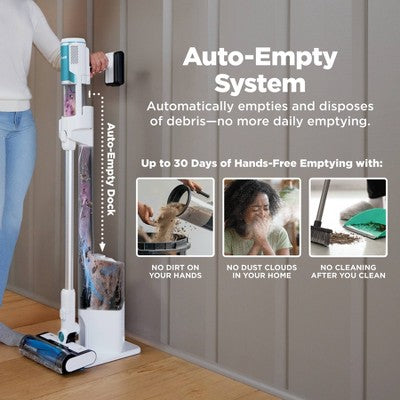 Shark Clean & Empty Cordless Stick Vacuum & Auto-Empty System with PowerFins Brushroll BU3521: Bagless, 40 Min Run Time (LOCAL PICKUP ONLY)