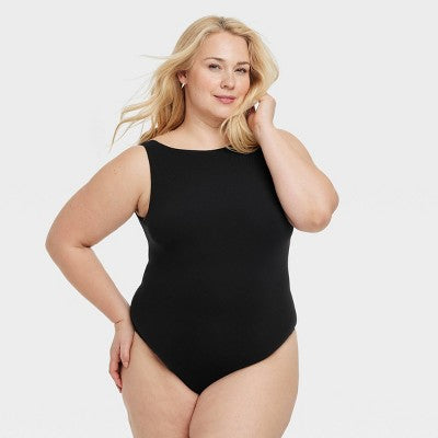Women's Luxe Stretch Boatneck Thong Bodysuit - Auden Black XXL