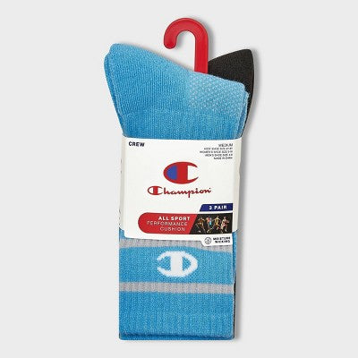 Champion All Sport Performance Crew Socks 3pk - Blue Assorted L