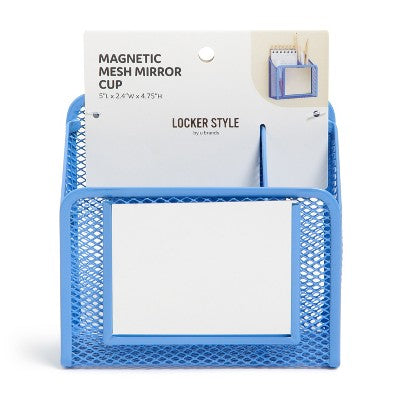 U Brands Locker Mesh Cup with Mirror - Hyper Prep Blue