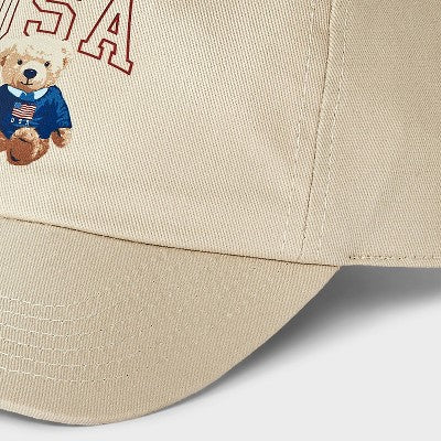 Girls' USA Teddy Bear Baseball Hat - Beige
