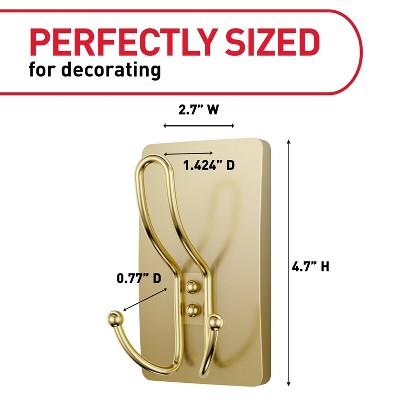 Command Extra Large Satin Brass Triple Hook
