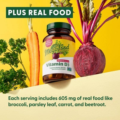 MegaFood Vitamin D3 2000 IU for Bone Health & Immune Support Tablet - 30ct