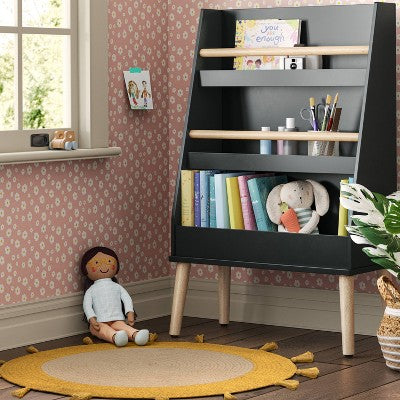 Modern Tall Three Shelf Kids' Bookshelf Dark Gray - Pillowfort: MDF Frame, 3 Shelves, Baby Bookcase, 37.44" Height (LOCAL PICKUP ONLY)