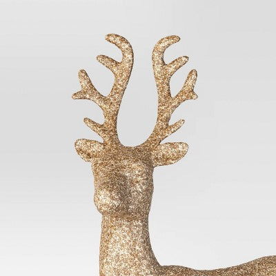 Glittered Deer Christmas Animal Sculpture - Wondershop Champagne