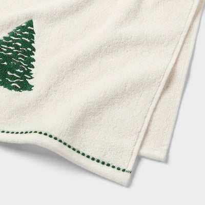 2pk Tree Christmas Hand Towels Cream - Threshold