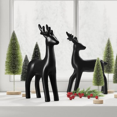 Ceramic Standing Deer Christmas Animal Figurine - Wondershop Black