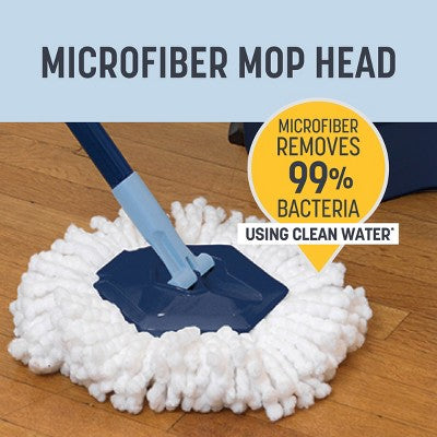 Casabella Clean Water Spin Mop with Extra Refill: Portable Microfiber Floor Cleaning Tool for Multi-Surface Use