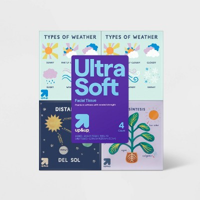 Ultra Soft 3-Ply Facial Tissue - Back-to-School Designs - 4pk/260ct - up&up