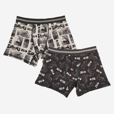 Men's Godzilla Boxer Briefs 2pk - Cream/Black M