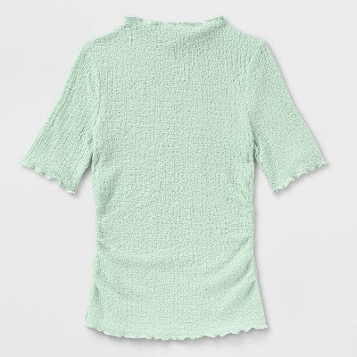 Women's Short Sleeve Mock Neck Textured Top - A New Day S