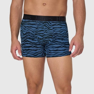 Hanes Originals Premium Men's SuperSoft Trunks 3pk - Blue/Black S: Lightweight, Tagless, Moisture Wicking, Stretch Knit Fabric