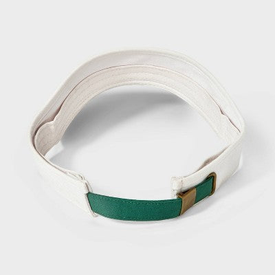 Women's Recycled Polyester Visor Hat - Universal Thread Off-White/Green: Adjustable Twill Sun Hat