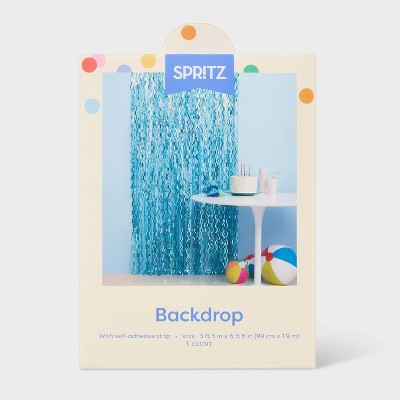 Wavy Tinsel Fringe Party Backdrop Decoration Teal Blue - Spritz