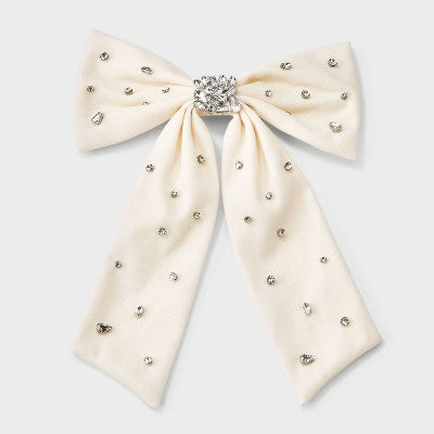 Gemstone Hair Bow Barrette - A New Day Ivory