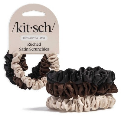 Kitsch Ultra Petite Satin Scrunchies - 3pk: Hair Styling, Securing For All Hair Types