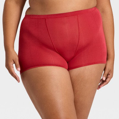Women's 2pk Modal Blend Boy Shorts Underwear - Auden White/Red XXL