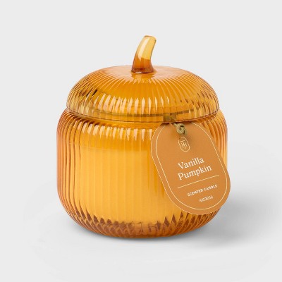 Ribbed Pumpkin Glass Vanilla Pumpkin Fall Candle - Threshold