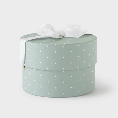6" Petite Round Polka Dot Christmas Gift Box with Bow Green/White - Sugar Paper + Target