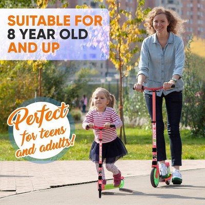 Hurtle Push Scooter for Kids with Adjustable T-Bar Handlebar and Anti-Slip Deck (Pink/Green) (LOCAL PICKUP ONLY)
