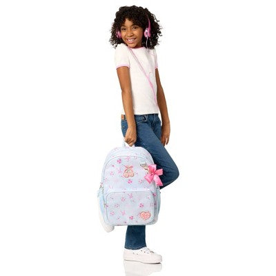 Locker Club Elevated Backpack Set with Pencil Case and Headphones - Blue Stripe Ribbons