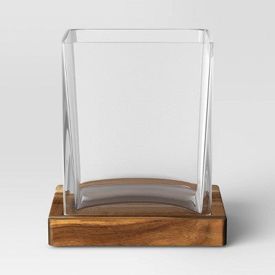 Small Glass Terrarium with Wood Base Rectangular Natural Wood 7.2"x5.24"x8" - Threshold
