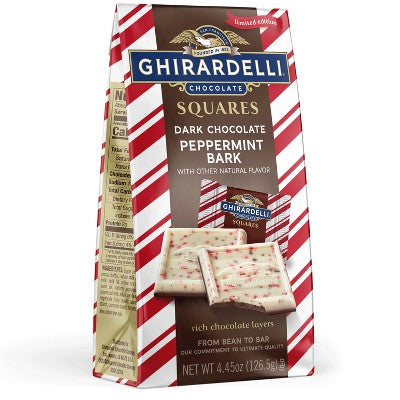 Ghirardelli Christmas Candy Dark Chocolate Peppermint Bark Chocolate Squares - 5.26oz