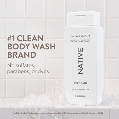 Native Body Wash - Santal and Leather - 18 fl oz: Paraben-Free, Sulfate-Free, For Normal to Very Dry Skin