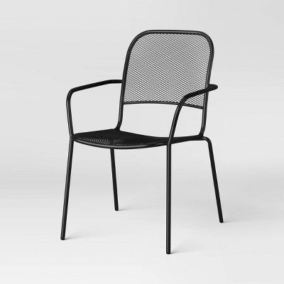 1pc Metal Mesh Stackable Patio Dining Chair Black - Room Essentials (LOCAL PICKUP ONLY)