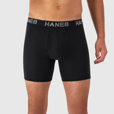 Hanes Premium Men's 3pk Boxer Briefs Total Support Pouch - Blue/Black/Red S: Moisture Wicking, 4-Way Stretch