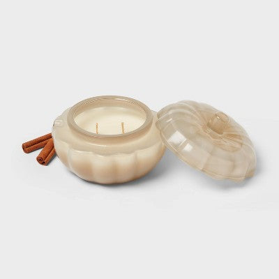 2 Wick Lidded Glass Pumpkin Vanilla Jar Candle 5oz - Threshold